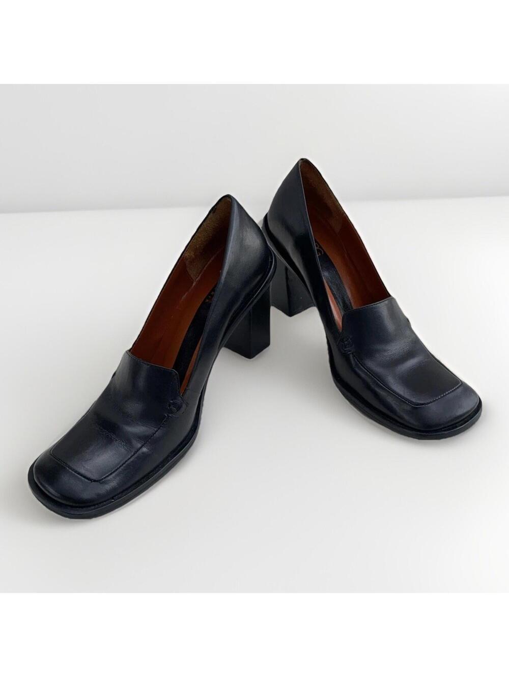 Bcbg Black Loafer Pump Heels Sz 7.5 Excellent